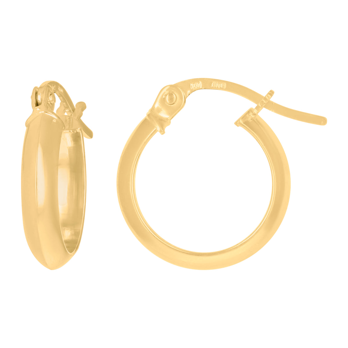 10kt Yellow Gold Womens Polished Ultra Light Half Round 3mmx10mm Hoop Earrings