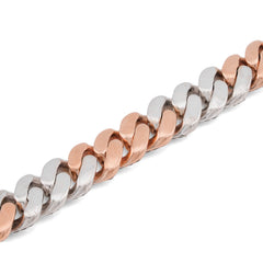 8MM 10k Rose/White Gold 4.48CTW Cuban Link Natural Diamond Mens Bracelet 8" 32.9gms