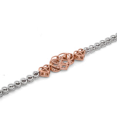 10k White/Rose Gold Illusion 0.9CTW Natural Diamond Infinity Heart Womens Bracelet 7" 7.1gms