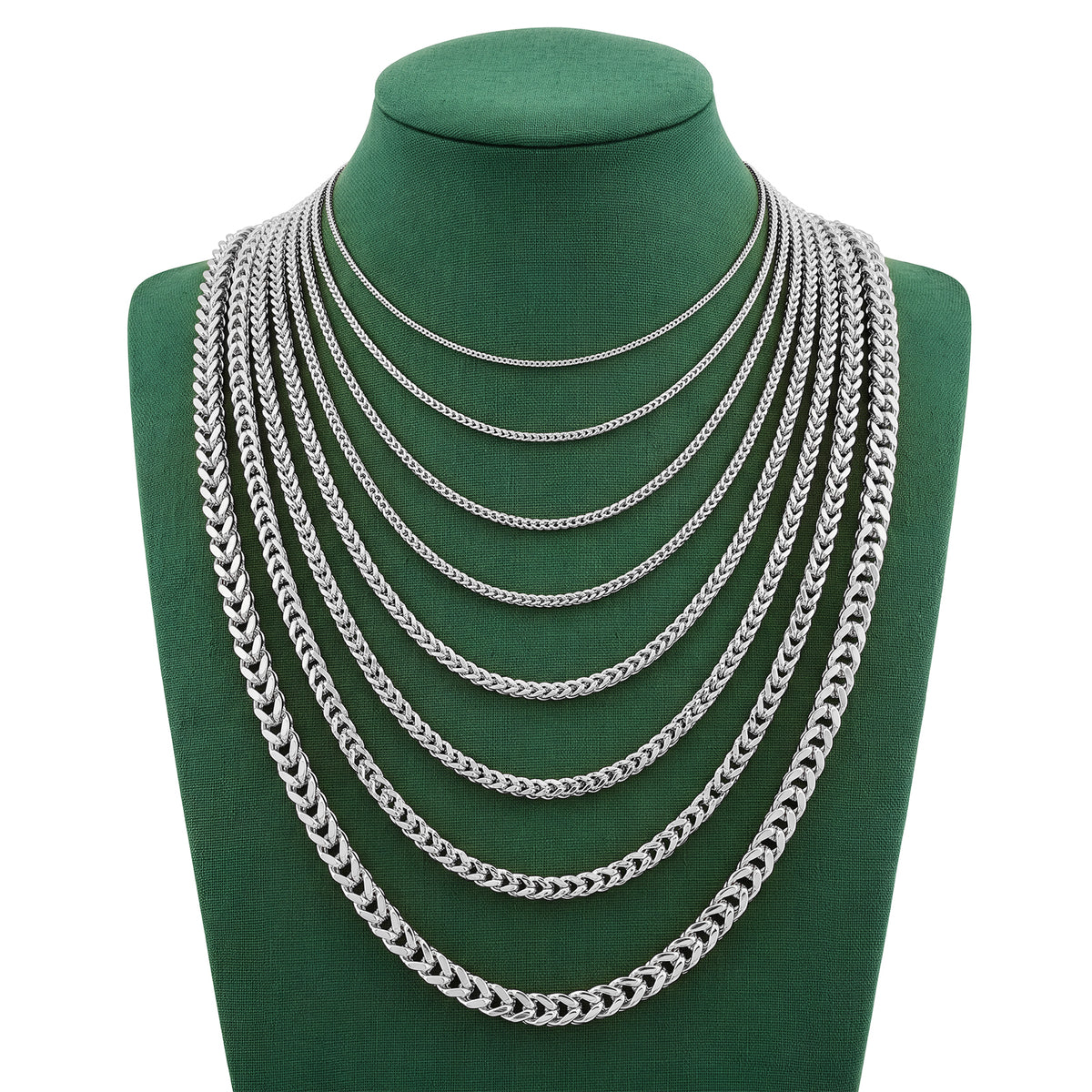 10k White Gold Solid Franco 1.4gms to 37.4gms Chain 0.75MM to 3MM Necklace 14" to 30"