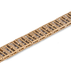 8MM 10k Yellow Gold 5.75CTW Natural Diamond Baguette Centre Row Rectangular Link 8" Tennis Bracelet 24.2g