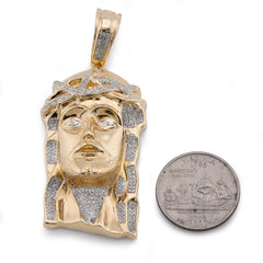 10k Yellow Gold 3CTW Natural Diamond Jesus Head Men Charm 25.1g Religious Pendant