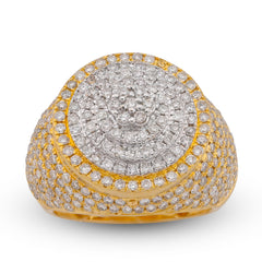 10k Yellow Gold 3.30CTW Natural Diamond Round Halo Cluster Mens Ring 8.8g