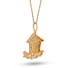 10k Gold 6CTW Natural Baguette/Round Diamond Trap House Pendant Charm 18.6g