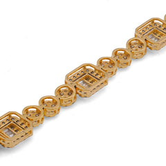 8.5MM 10k Yellow Gold 5.25CTW Baguette Natural Diamond Rectangular Circlular Link 8" Bracelet 14.7gms
