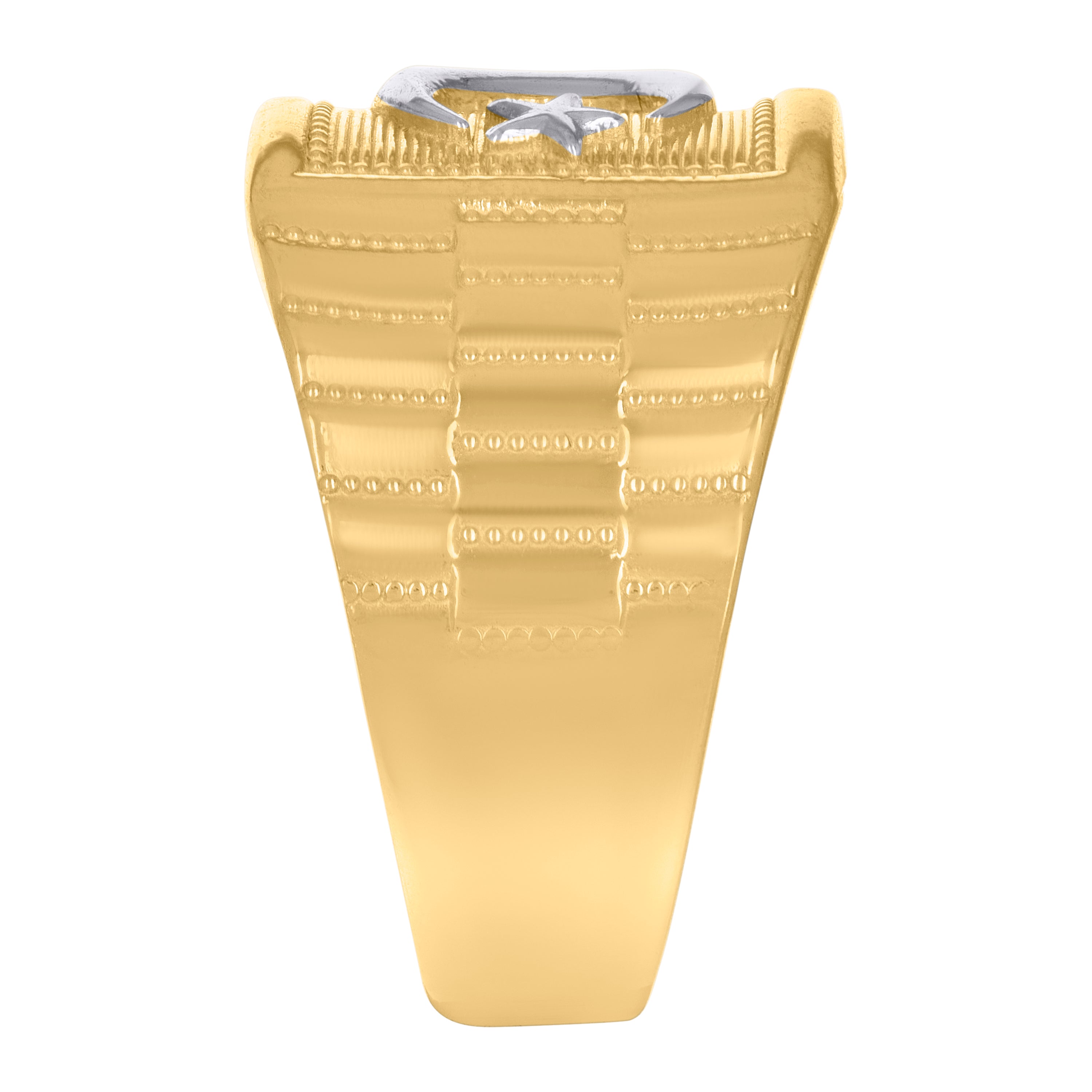 10kt Two-Tone Gold Mens Cubic Zirconia CZ Cluster Square Ring