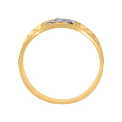 10kt Two-Tone Gold Mens Diamond-Cut Textured Initial Letter H Band Ring