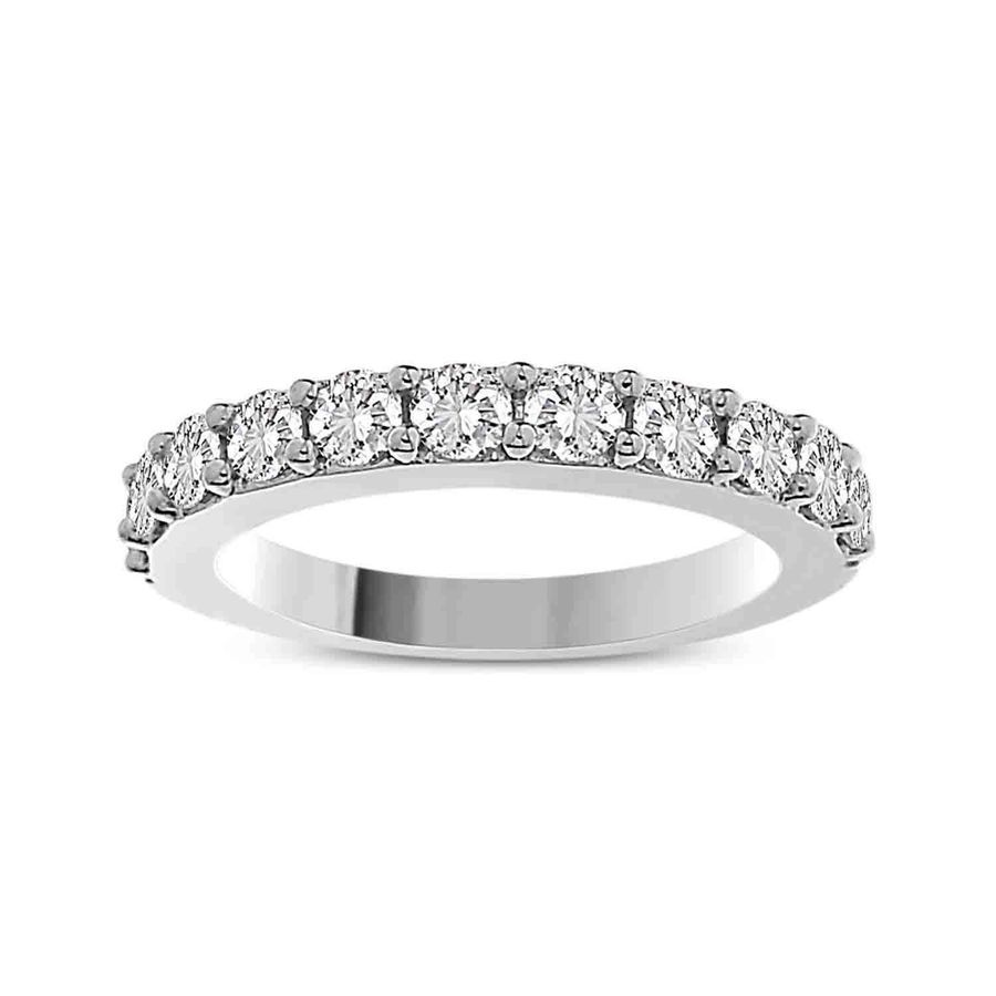 LADIES BAND 1.00CT ROUND DIAMOND 14K WHITE GOLD