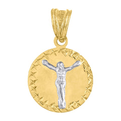 10kt Gold Two-Tone Diamond-Cut Unisex Jesus Religious Charm Pendant