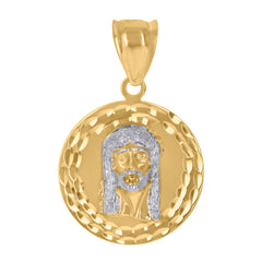 10kt Gold Two-Tone Diamond-Cut Mens Cross Crucifix Religious Charm Pendant
