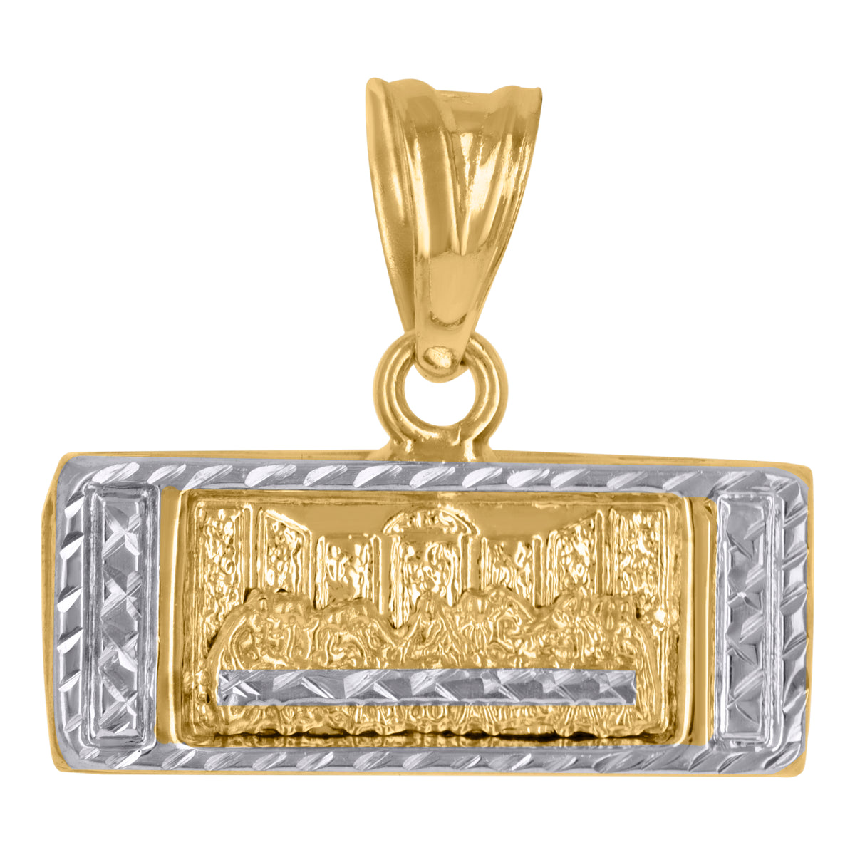 10kt Two-Tone Gold Mens Textured Lady Of Guadalupe Religious Ring