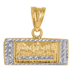 10kt Two-Tone Gold Mens Textured Lady Of Guadalupe Religious Ring