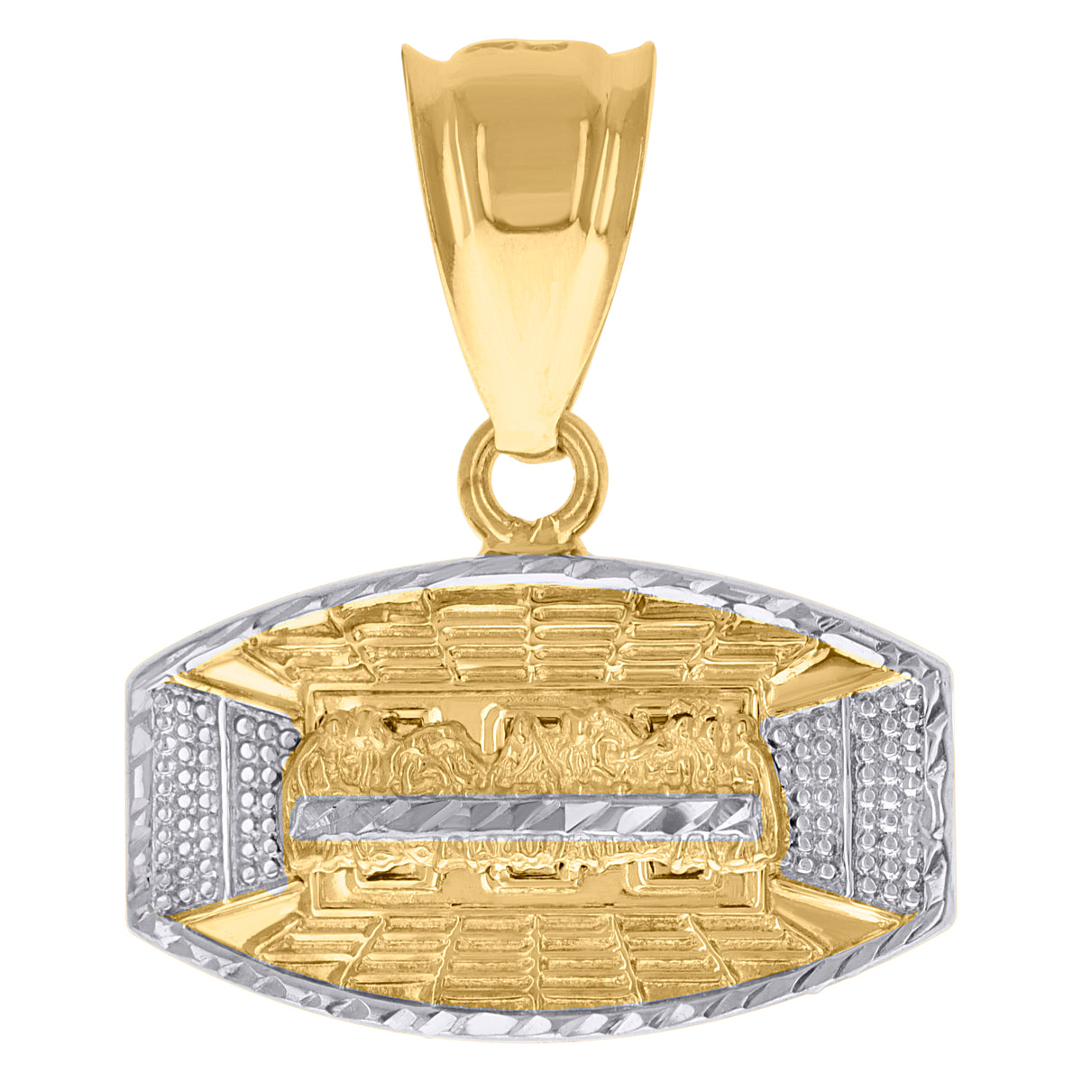 10kt Two-Tone Gold Mens Textured Zodiac Sign Leo Lion Head Charm Pendant