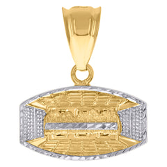10kt Two-Tone Gold Mens Textured Zodiac Sign Leo Lion Head Charm Pendant
