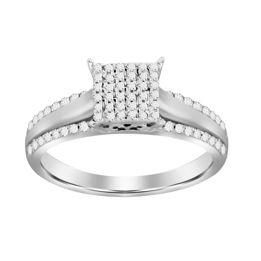 LADIES RING 0.20CT ROUND DIAMOND 10K WHITE GOLD