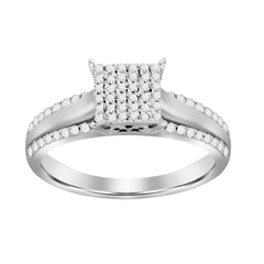 LADIES RING 0.20CT ROUND DIAMOND 10K WHITE GOLD