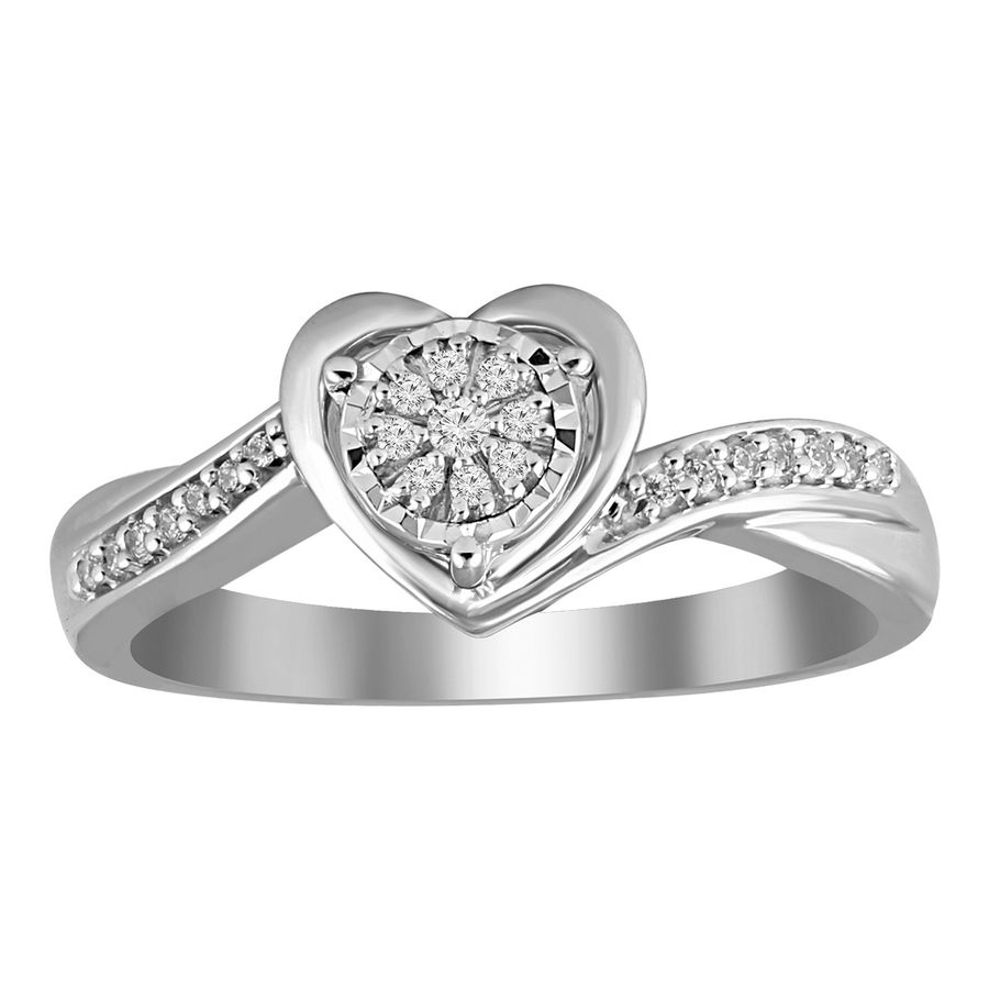 LADIES RING 0.10CT ROUND DIAMOND 10K WHITE GOLD