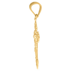 10kt Yellow Gold Unisex Diamond-Cut Initial Letter K Charm Pendant