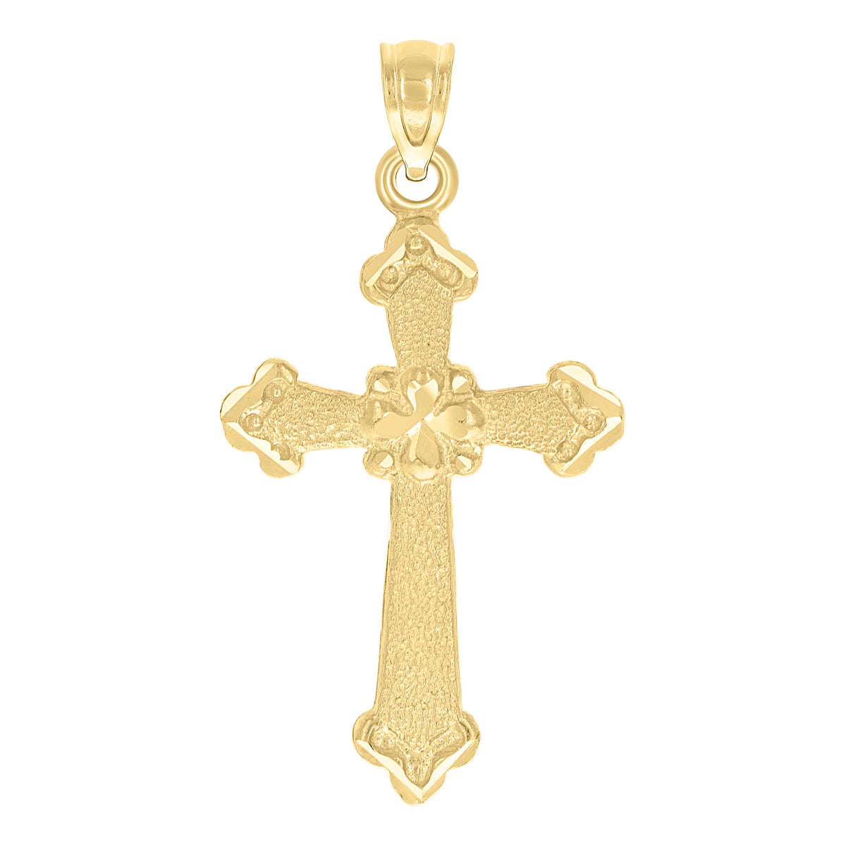 10kt Yellow Gold Unisex Nugget Cross Religious Charm Pendant