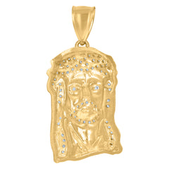 10kt Yellow Gold Diamond-Cut Mens Cross Religious Charm Pendant