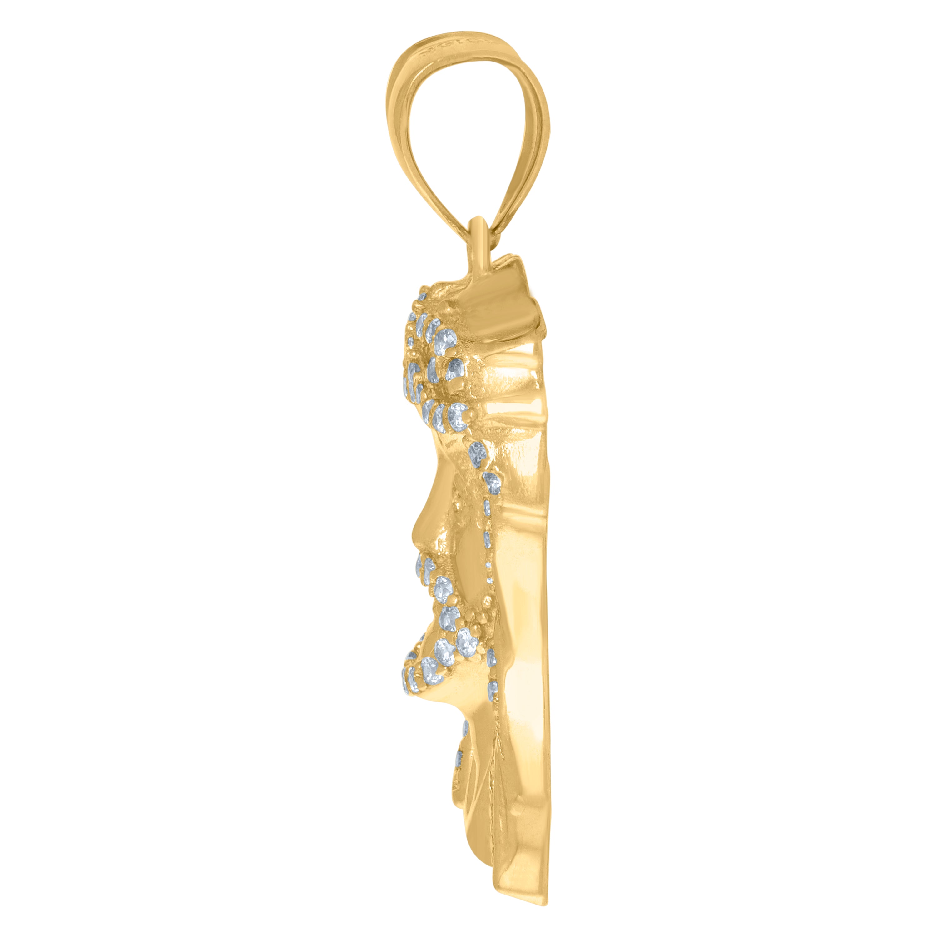 10kt Yellow Gold Diamond-Cut Mens Cross Religious Charm Pendant