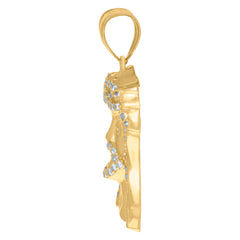 10kt Yellow Gold Diamond-Cut Mens Cross Religious Charm Pendant