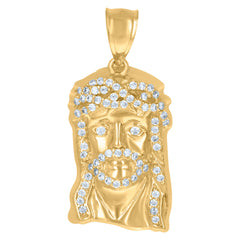 10kt Yellow Gold Diamond-Cut Mens Cross Religious Charm Pendant