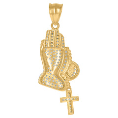 10kt Two-Tone Gold Mens Women Diamond-Cut Jesus Religious Charm Pendant