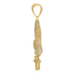 10kt Two-Tone Gold Mens Women Diamond-Cut Jesus Religious Charm Pendant