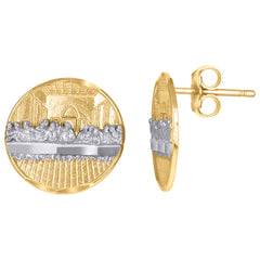 10kt Yellow Gold Mens Cubic-Zirconia Medallion Photo Frame Charm Pendant