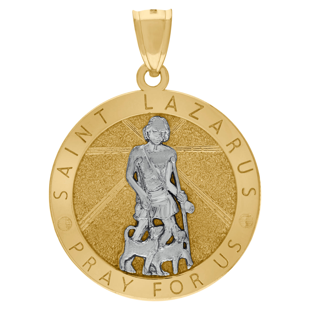 10kt Two-Tone Gold Mens Saints St. Lazarus Pray For Us Religious Charm Pendant