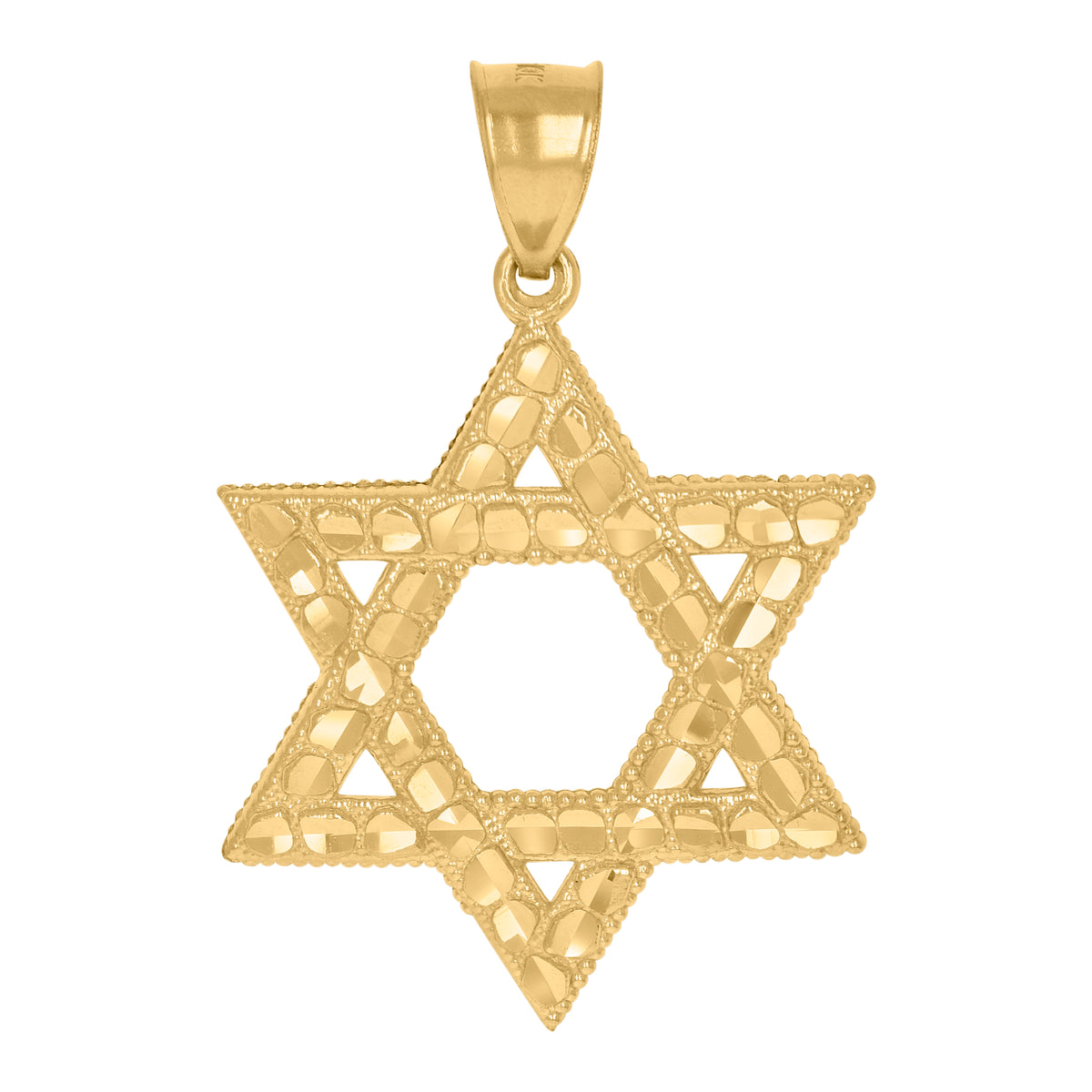 10kt Yellow Gold Mens Star Of David Nugget Religious Charm Pendant