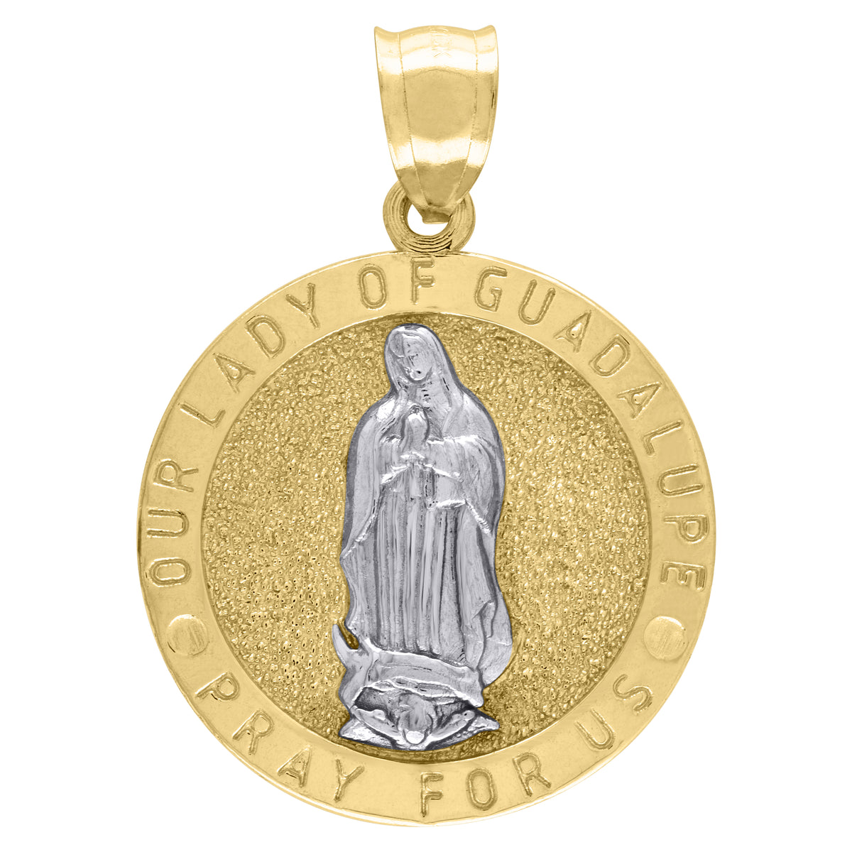 10kt Two-Tone Gold Mens Lady Of Guadalupe Pray For Us Religious Charm Pendant