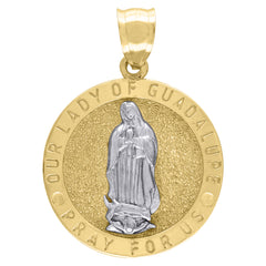 10kt Two-Tone Gold Mens Lady Of Guadalupe Pray For Us Religious Charm Pendant