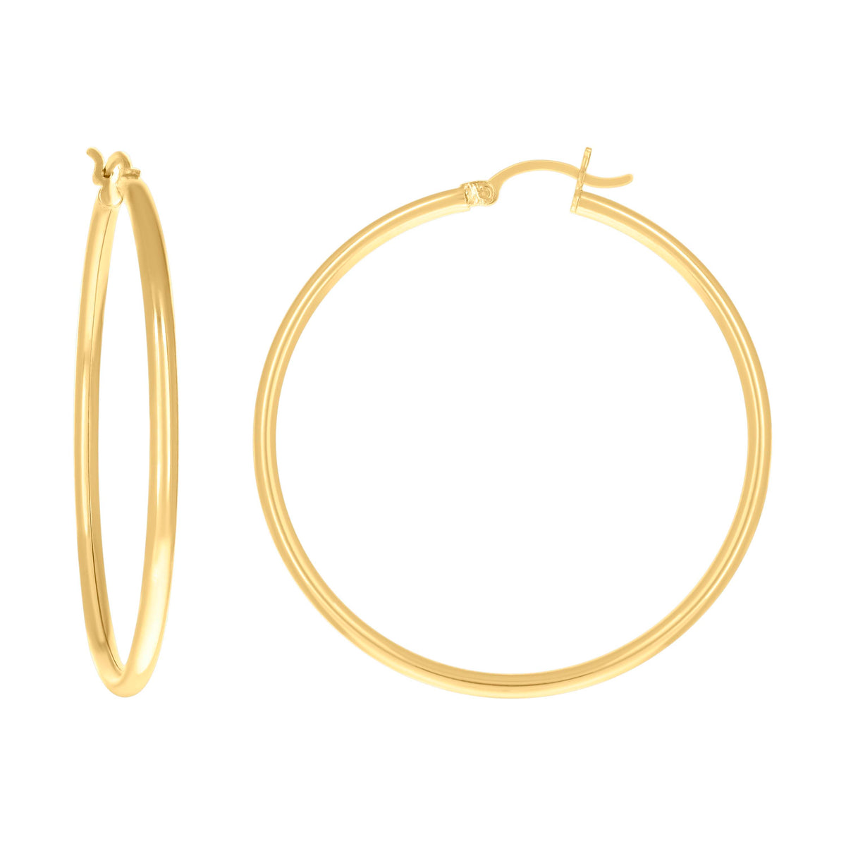 10kt Yellow Gold Womens Ultra Light Round Tube 2mmx37mm Hinged Hoops Huggies
