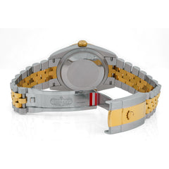 Mens Rolex 36MM Datejust 10k Gold/SS Black Face Diamond Dial/Bezel 2CTW Jubilee Band Luxury Watch