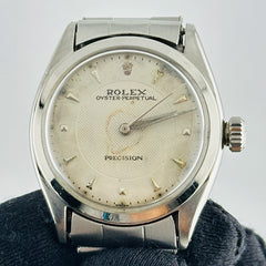 Rolex Oyster Perpetual Precision Albino White Dial Dial on Oyster Rivet Bracelet Ref. 6022 1963
