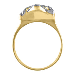10kt Two-Tone Gold Mens Diamond-Cut Textured Initial Letter E Band Ring