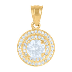 10kt Yellow Gold Mens Cubic-Zirconia Round Stud Earrings