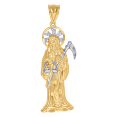 10kt Two-Tone Gold Mens Death Angel Santa Muerte Religious Charm Pendant