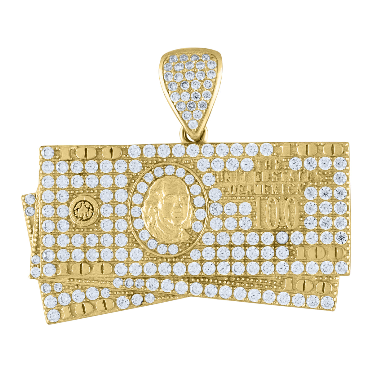 10kt Two-Tone Gold Unisex Cubic Zirconia Cross Religious Charm Pendant