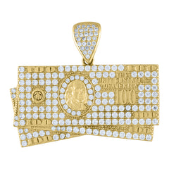 10kt Two-Tone Gold Unisex Cubic Zirconia Cross Religious Charm Pendant