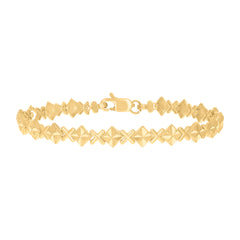 10kt Yellow Gold Womens Square Link Bracelet Size 7 Inches