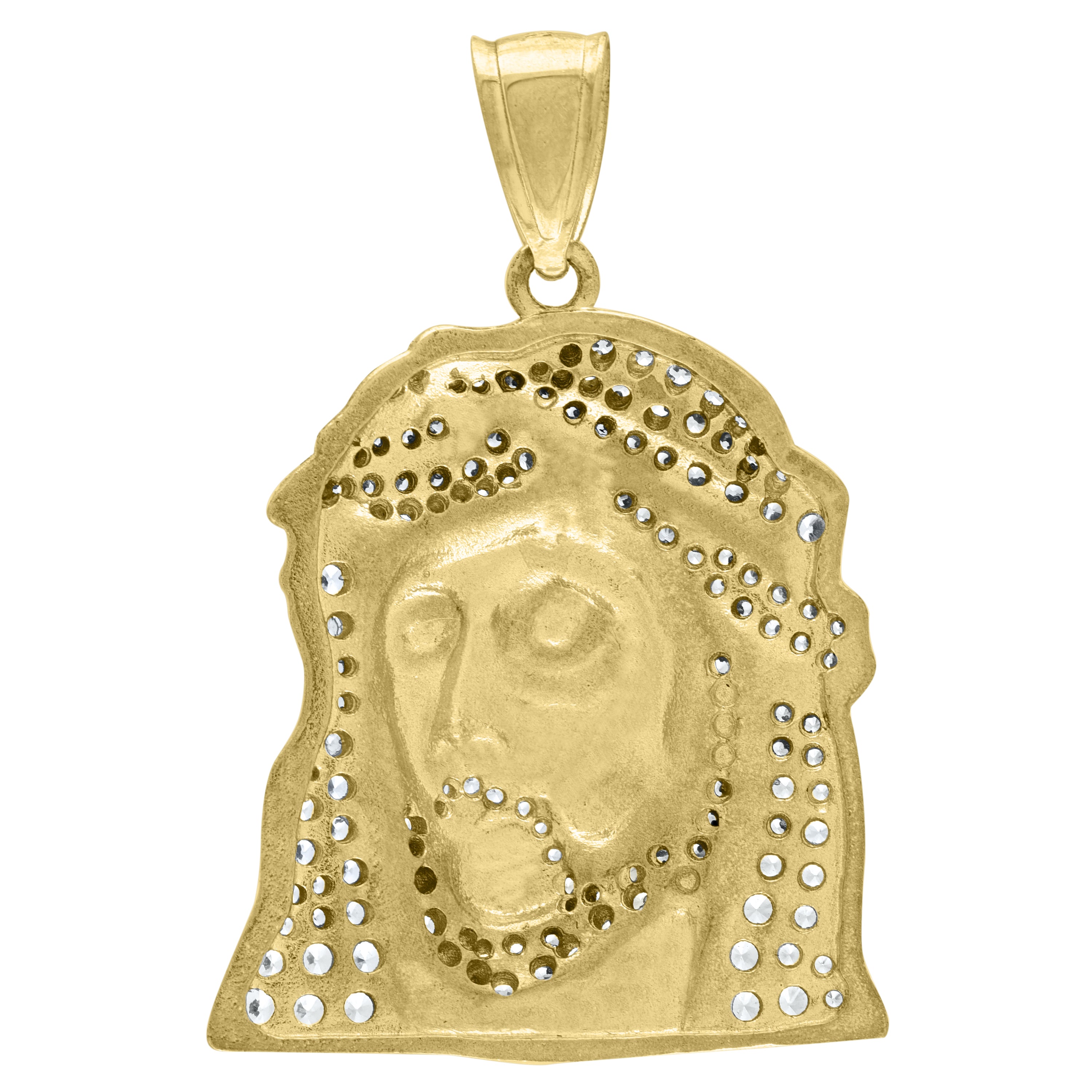 10kt Yellow Gold Diamond-Cut Mens Cross Religious Charm Pendant