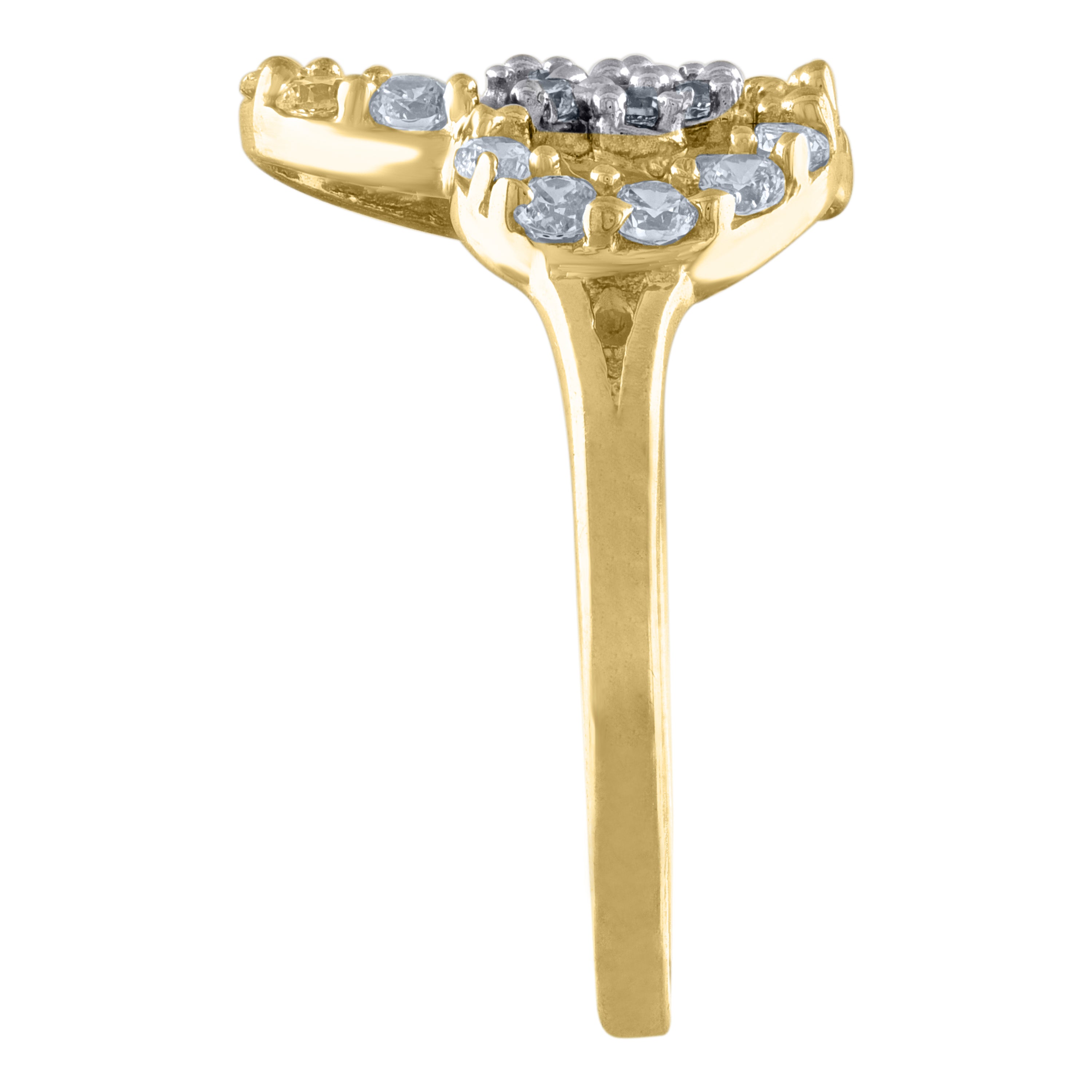 10kt Two-tone Gold Mens Cubic-Zirconia Cross Religious Charm Pendant