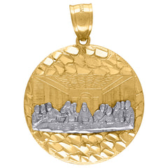 10kt Two-Tone Gold Mens Women Cubic Zirconia Crucifix Cross Religious Charm Pendant