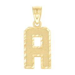 10kt Yellow Gold Unisex Textured Initial Letter A Charm Pendant