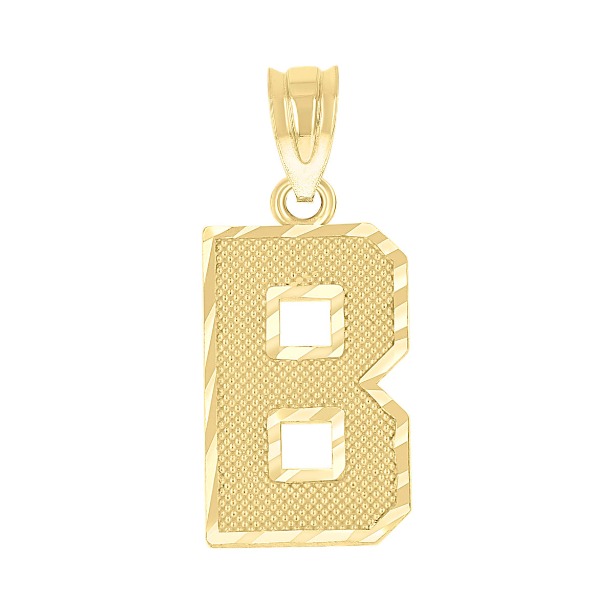 10kt Yellow Gold Unisex Textured Initial Letter B Charm Pendant