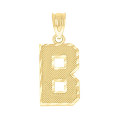 10kt Yellow Gold Unisex Textured Initial Letter B Charm Pendant