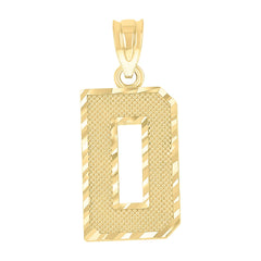 10kt Yellow Gold Unisex Textured Initial Letter D Charm Pendant